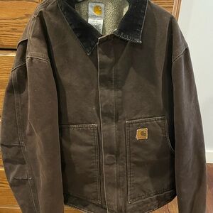 Carhartt Dark Brown Field Jacket with Black Collar